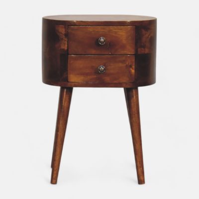 Mini Chestnut Rounded Bedside Table