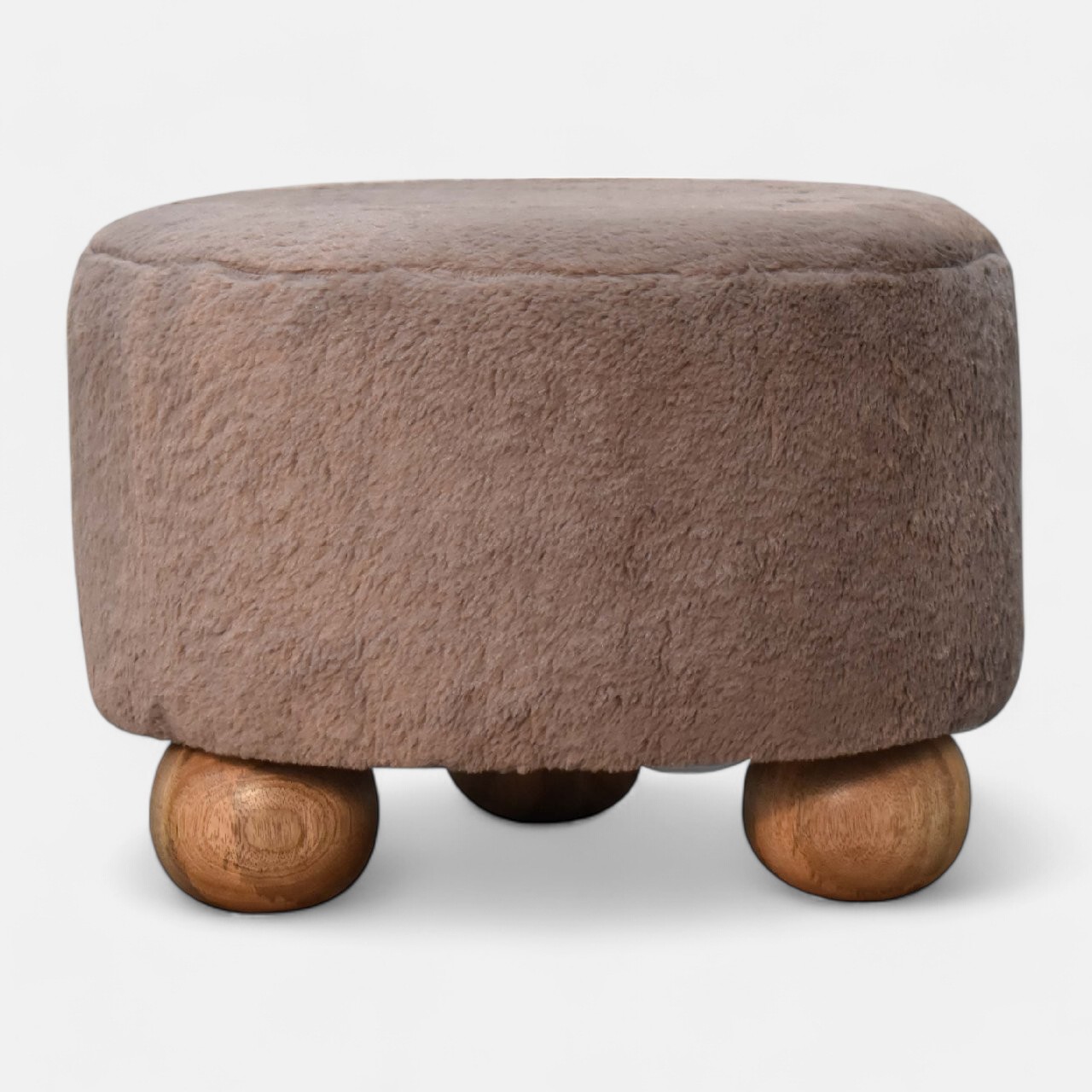 Mocha Faux Fur Round Ball Footstool Mocha Faux Fur Round Ball Footstool