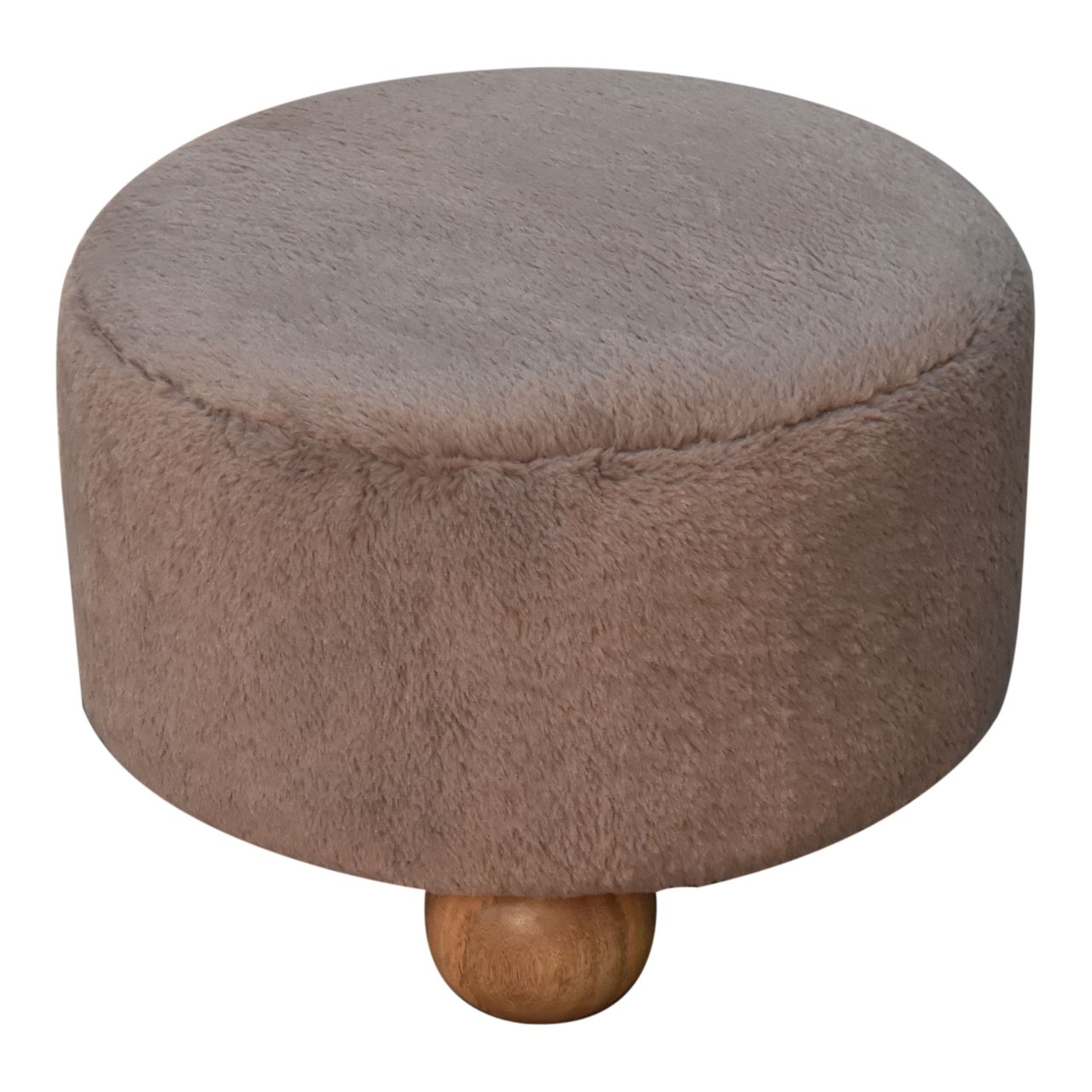 Mocha Faux Fur Round Ball Footstool 6 Mocha Faux Fur Round Ball Footstool - Image 6