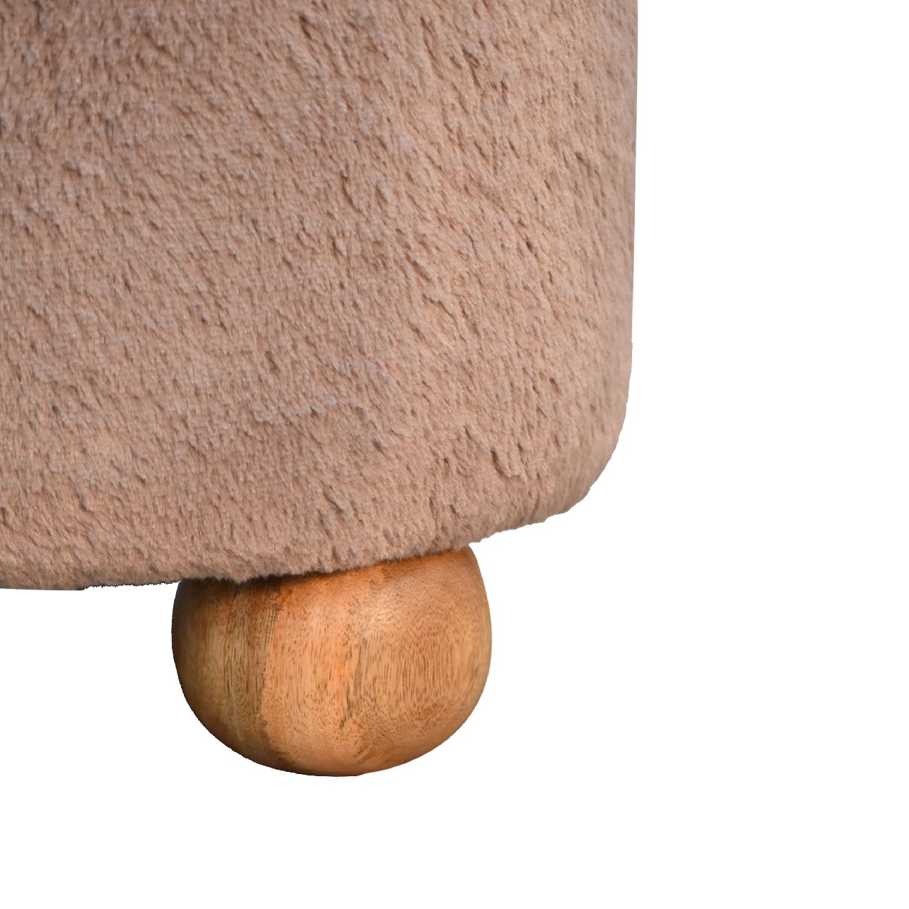 Mocha Faux Fur Round Ball Footstool 7 Mocha Faux Fur Round Ball Footstool - Image 7