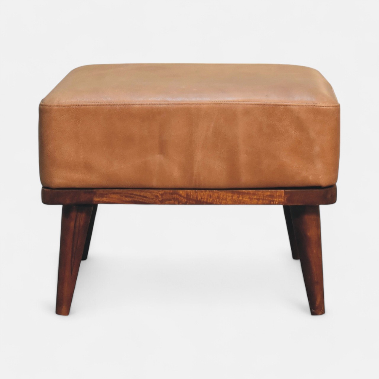 Tan Buffalo Leather Tan Footstool Tan Buffalo Leather Tan Footstool