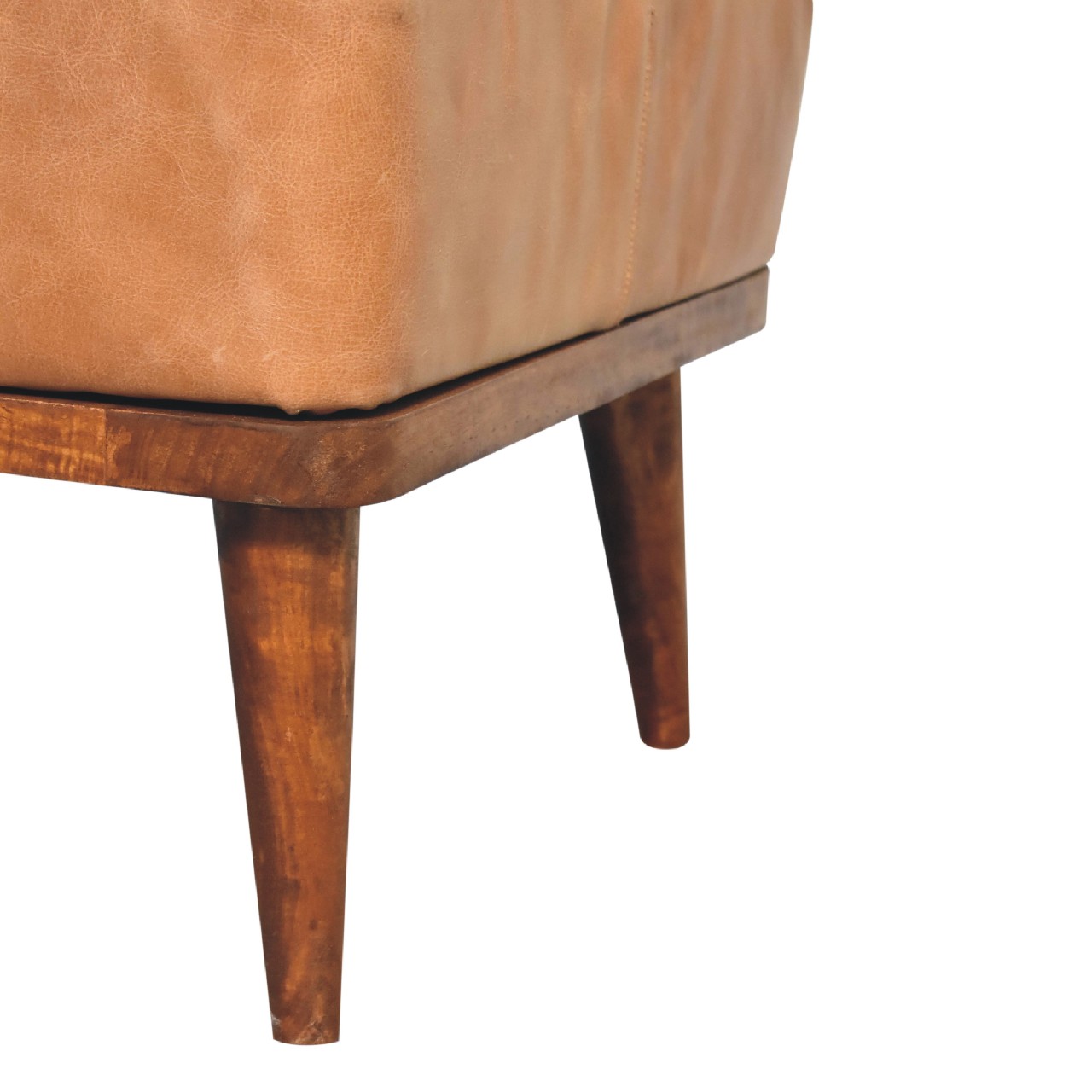 Tan Buffalo Leather Tan Footstool 7 Tan Buffalo Leather Tan Footstool - Image 7