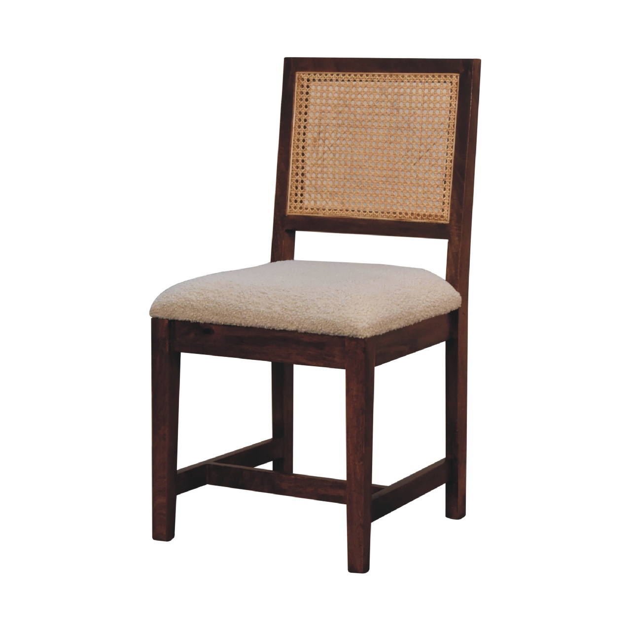 Cream Boucle Rattan Chair 2 Cream Boucle Rattan Chair - Image 2