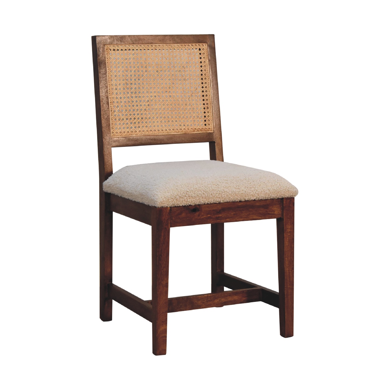 Cream Boucle Rattan Chair 3 Cream Boucle Rattan Chair - Image 3