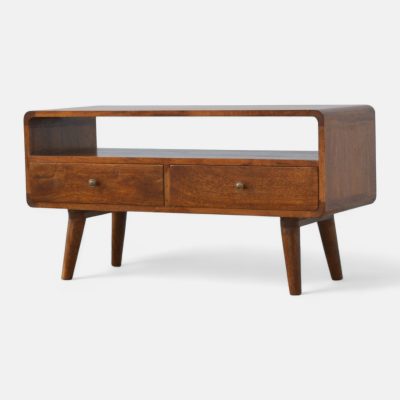 Curved Chestnut Media Unit