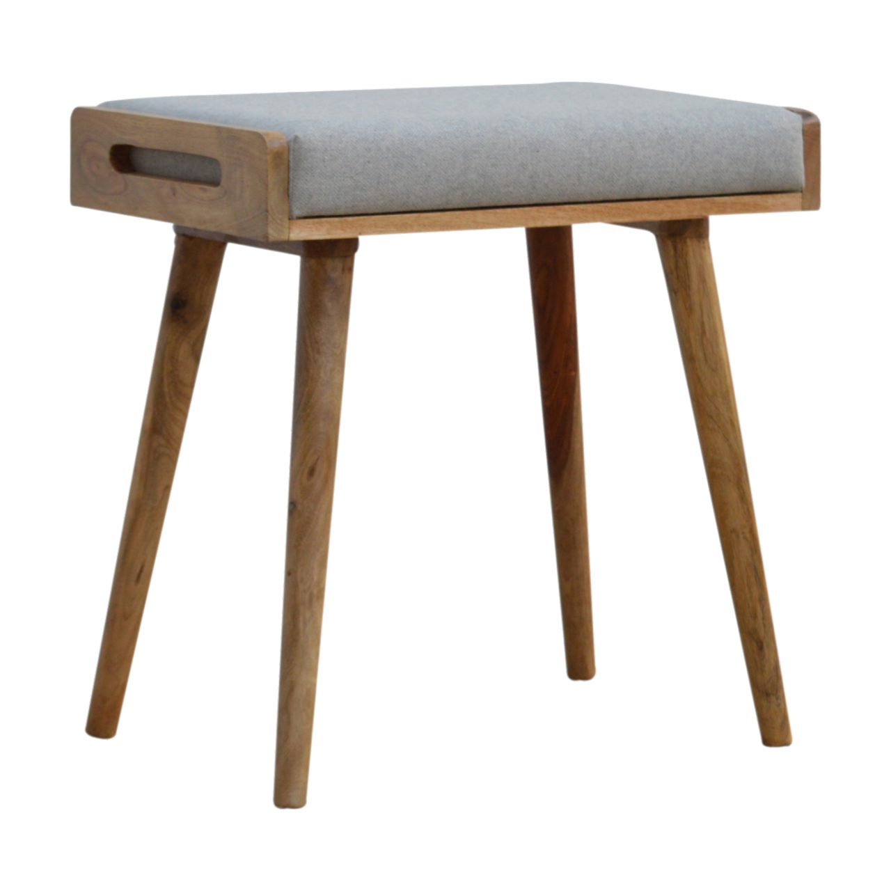 Grey Tweed Tray Style Footstool 2 Grey Tweed Tray Style Footstool - Image 2