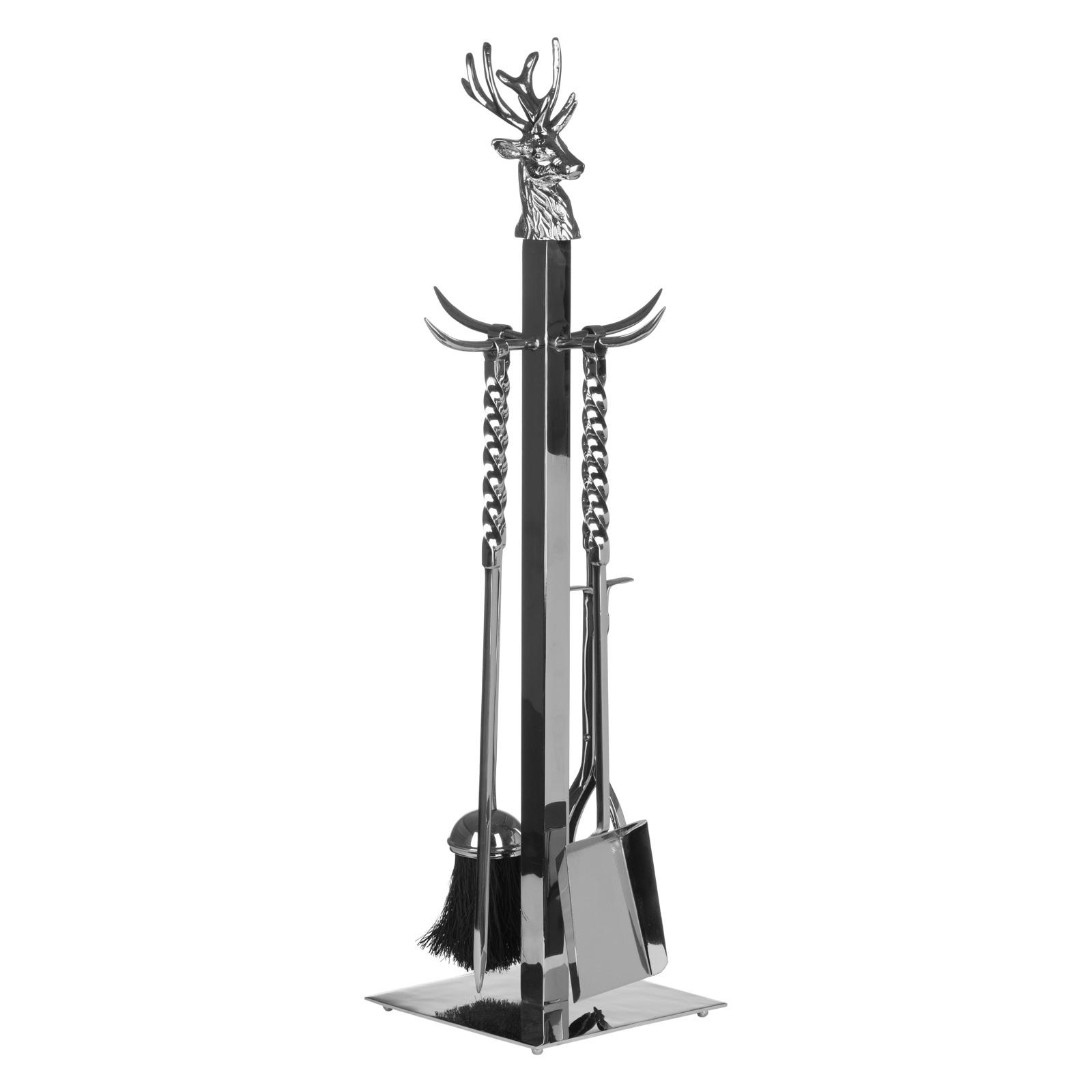 Hand Turned Stag Companion Set In Polished Nickel 2 Hand Turned Stag Companion Set In Polished Nickel - Image 2