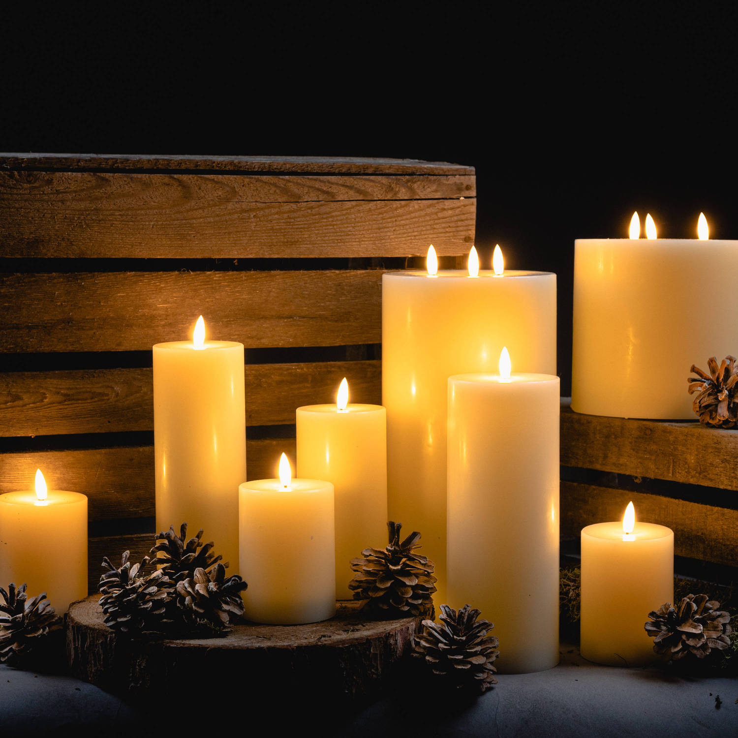 Luxe Collection Natural Glow 3 x 8 LED Cream Wax Candle 5 Luxe Collection Natural Glow 3 x 8 LED Cream Wax Candle - Image 5