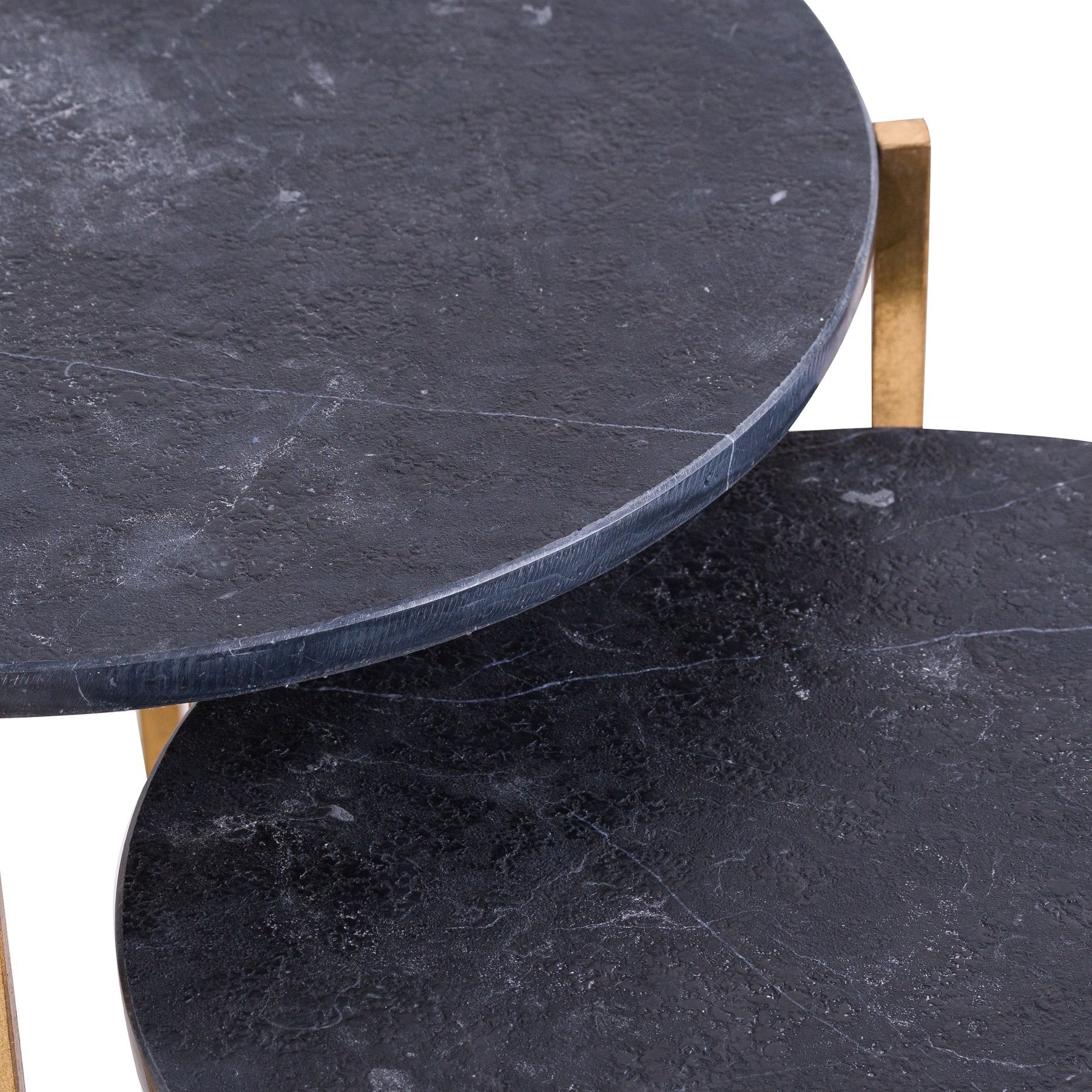 Set Of 2 Gold And Black Marble Tables 2 Set Of 2 Gold And Black Marble Tables - Image 2