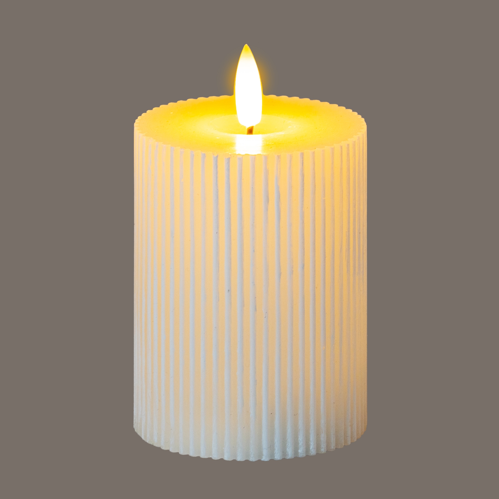Luxe Collection Natural Glow 3×4 Textured Ribbed LED Candle 2 Luxe Collection Natural Glow 3x4 Textured Ribbed LED Candle - Image 2