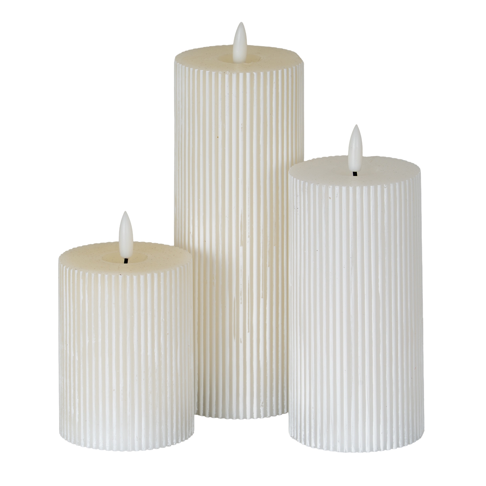 Luxe Collection Natural Glow 3×4 Textured Ribbed LED Candle 3 Luxe Collection Natural Glow 3x4 Textured Ribbed LED Candle - Image 3