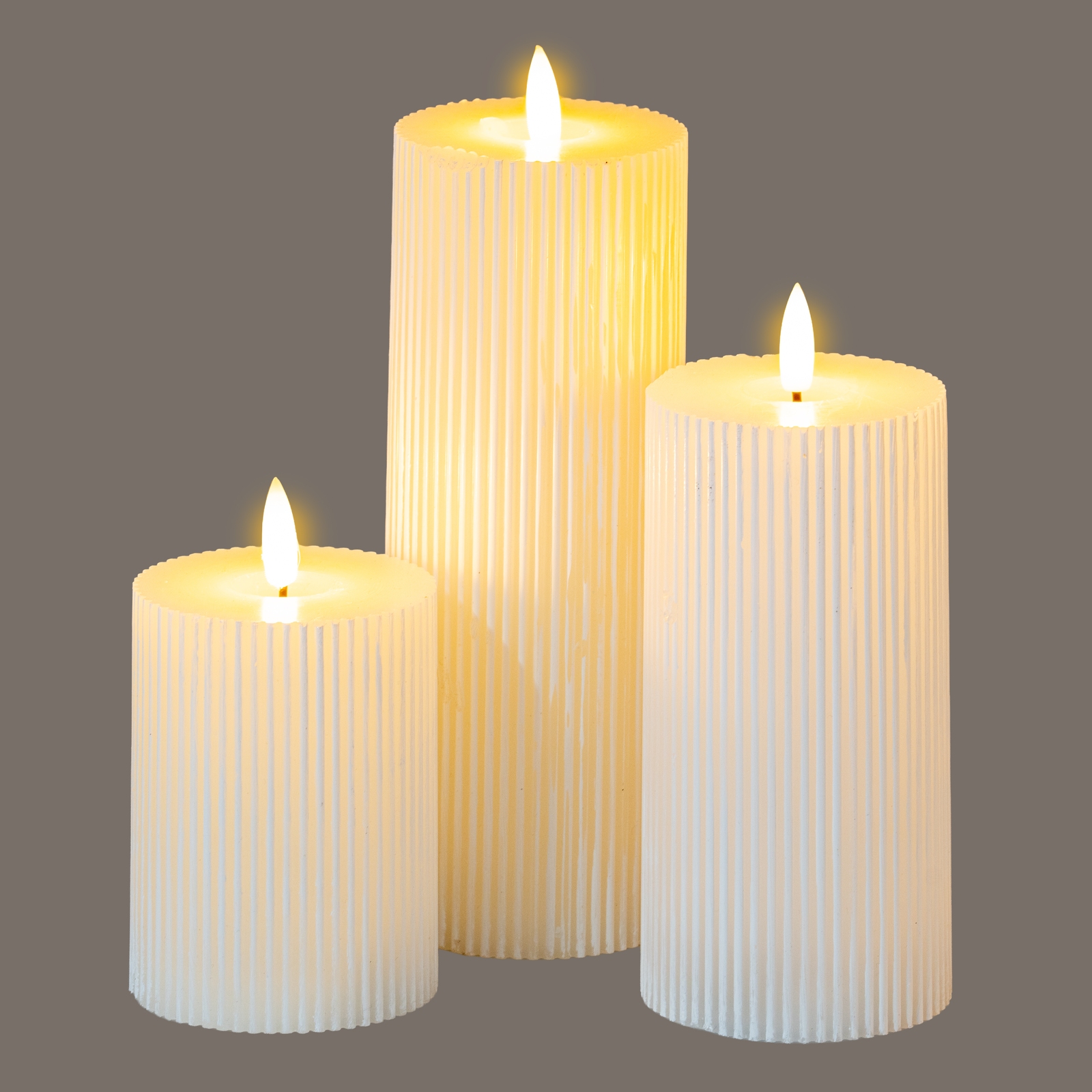 Luxe Collection Natural Glow 3×4 Textured Ribbed LED Candle 4 Luxe Collection Natural Glow 3x4 Textured Ribbed LED Candle - Image 4