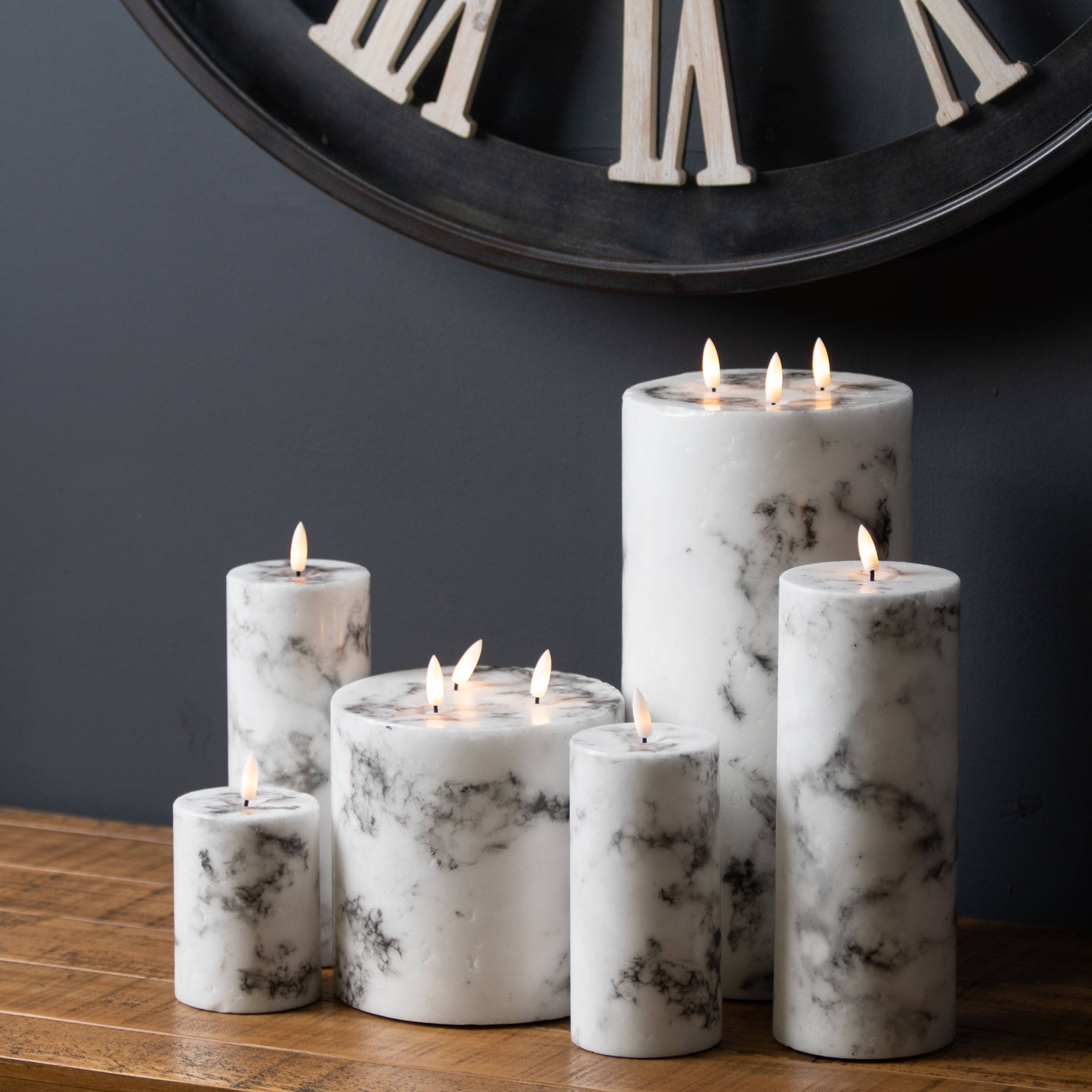 Luxe Collection Natural Glow 6×12 Marble Effect LED Candle 2 Luxe Collection Natural Glow 6x12 Marble Effect LED Candle - Image 2