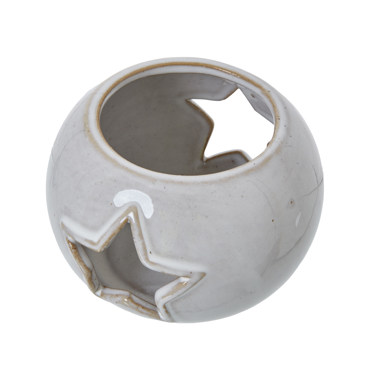 White Ceramic Star Cut-Out Round Tealight Holder 2 White Ceramic Star Cut-Out Round Tealight Holder - Image 2