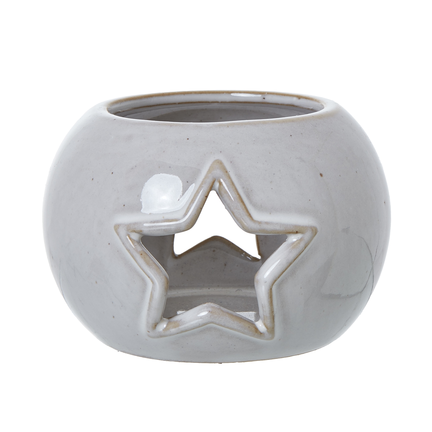 White Ceramic Star Cut-Out Round Tealight Holder White Ceramic Star Cut-Out Round Tealight Holder