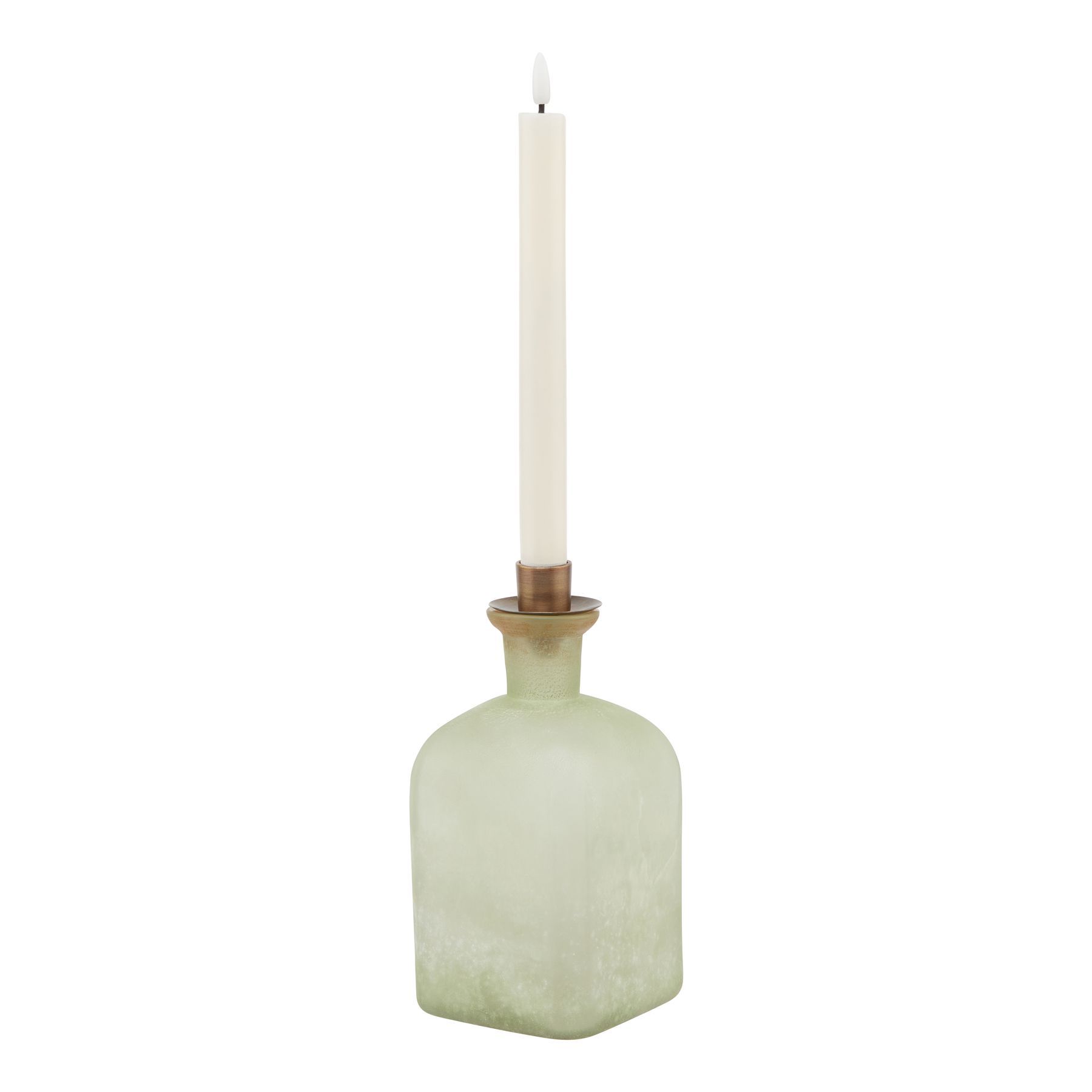 Smoked Sage and Aged Brass Large Candle Holder Vase Smoked Sage and Aged Brass Large Candle Holder Vase