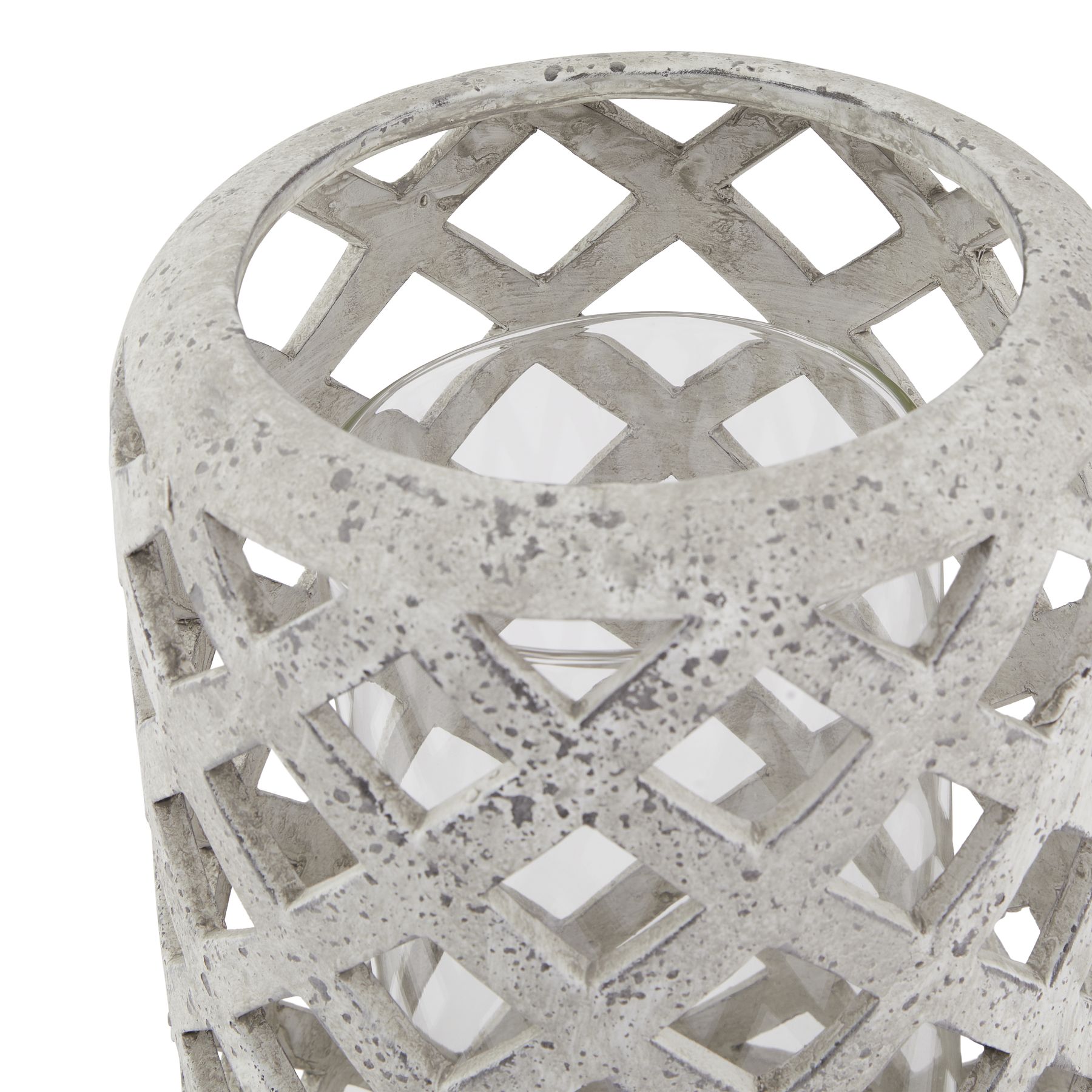 Large Grey Stone Effect Hurricane Lantern 2 Large Grey Stone Effect Hurricane Lantern - Image 2
