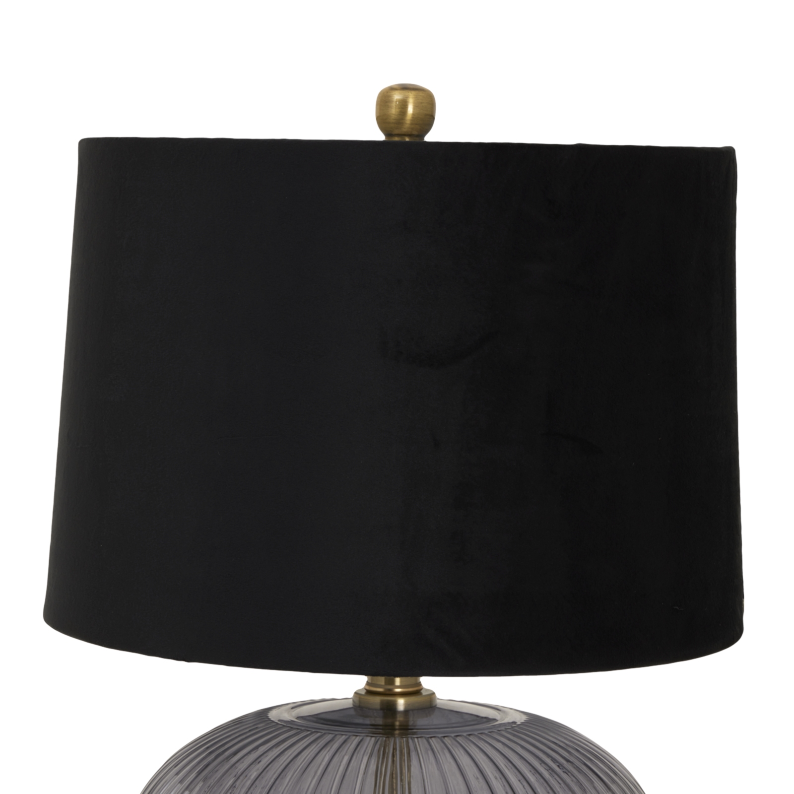 Luxton Glass Ribbed Lamp With Black Velvet Shade 2 Luxton Glass Ribbed Lamp With Black Velvet Shade - Image 2
