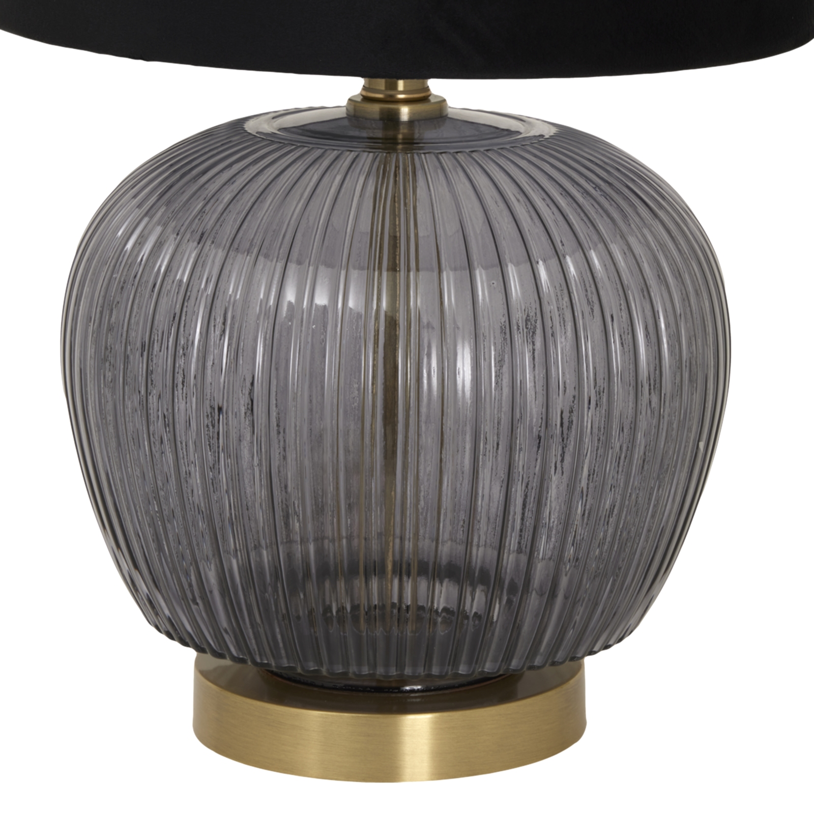 Luxton Glass Ribbed Lamp With Black Velvet Shade 4 Luxton Glass Ribbed Lamp With Black Velvet Shade - Image 4