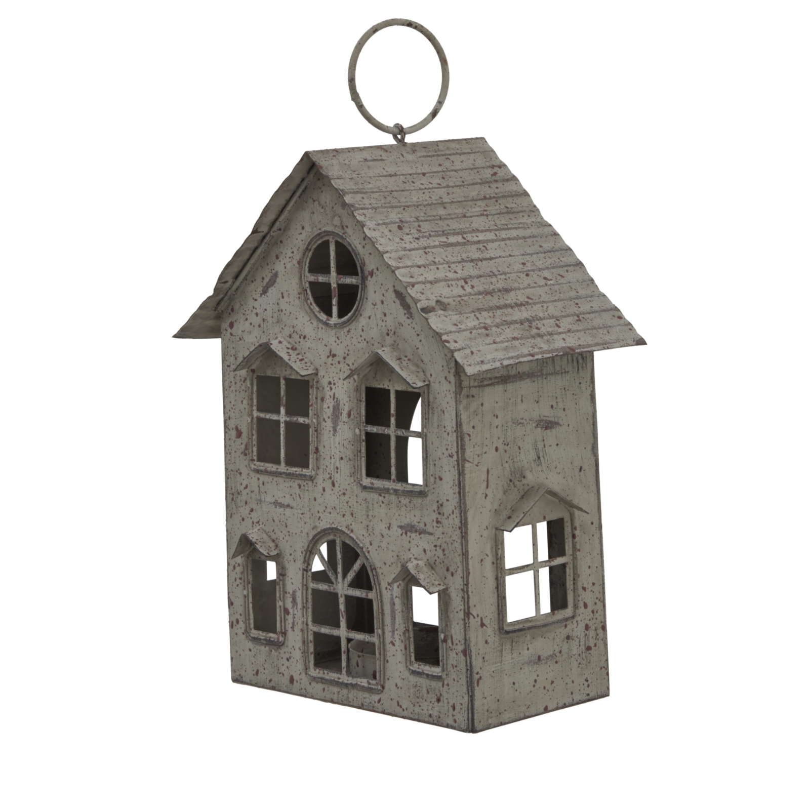 Rustic Metal Hanging House Tealight With Glass Votive 2 Rustic Metal Hanging House Tealight With Glass Votive - Image 2