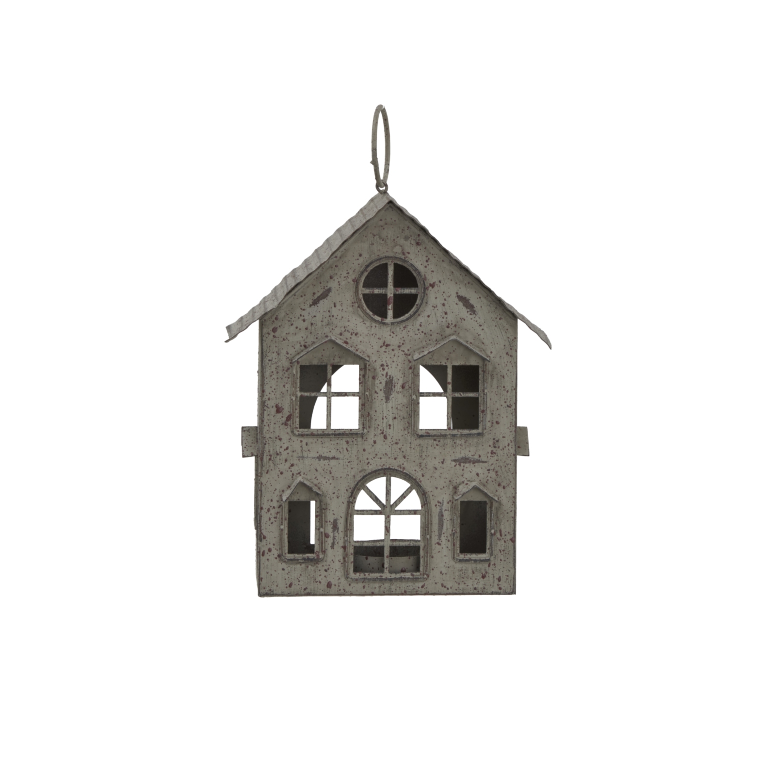 Rustic Metal Hanging House Tealight With Glass Votive Rustic Metal Hanging House Tealight With Glass Votive