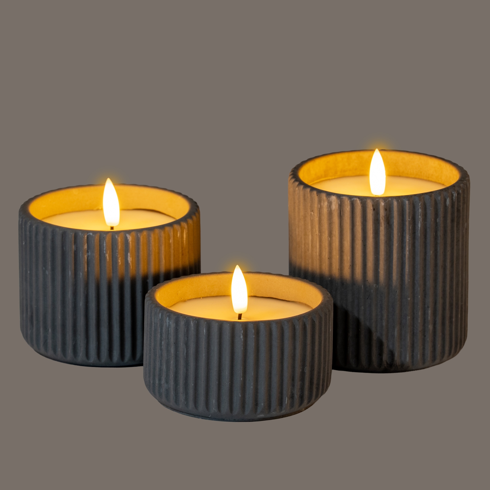 Luxe Collection Natural Glow Chalk Ribbed Large Led Candle 4 Luxe Collection Natural Glow Chalk Ribbed Large Led Candle - Image 4