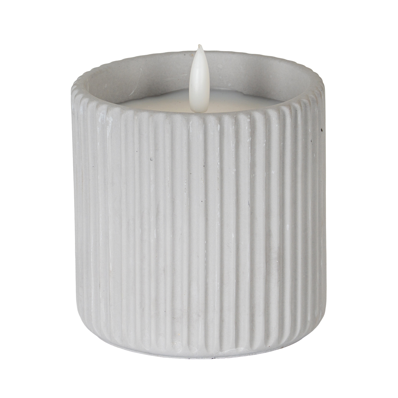 Luxe Collection Natural Glow Chalk Ribbed Large Led Candle Luxe Collection Natural Glow Chalk Ribbed Large Led Candle