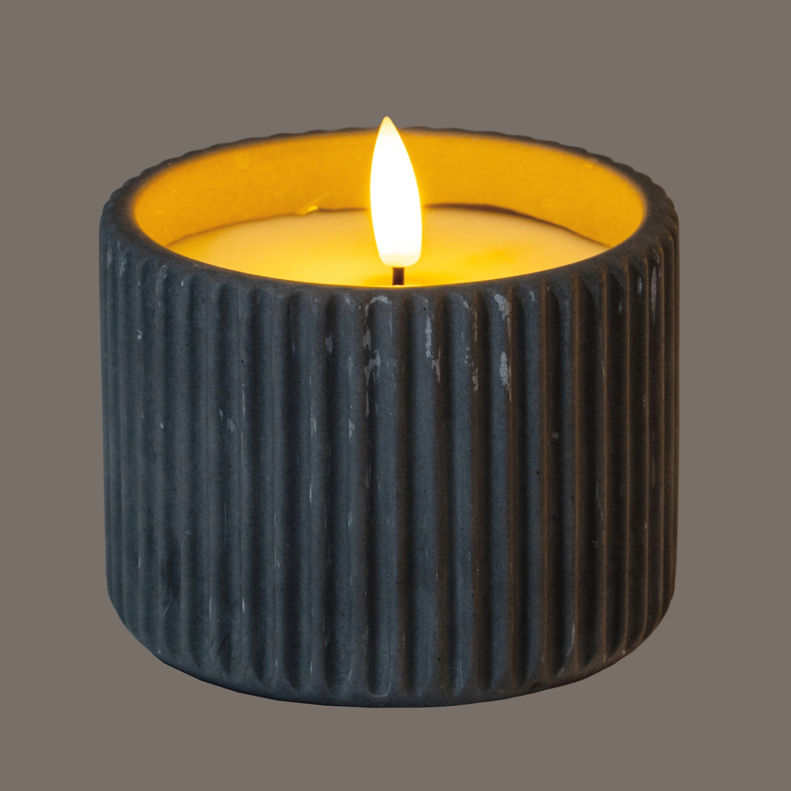 Luxe Collection Natural Glow Grey Ribbed Medium Led Candle 2 Luxe Collection Natural Glow Grey Ribbed Medium Led Candle - Image 2
