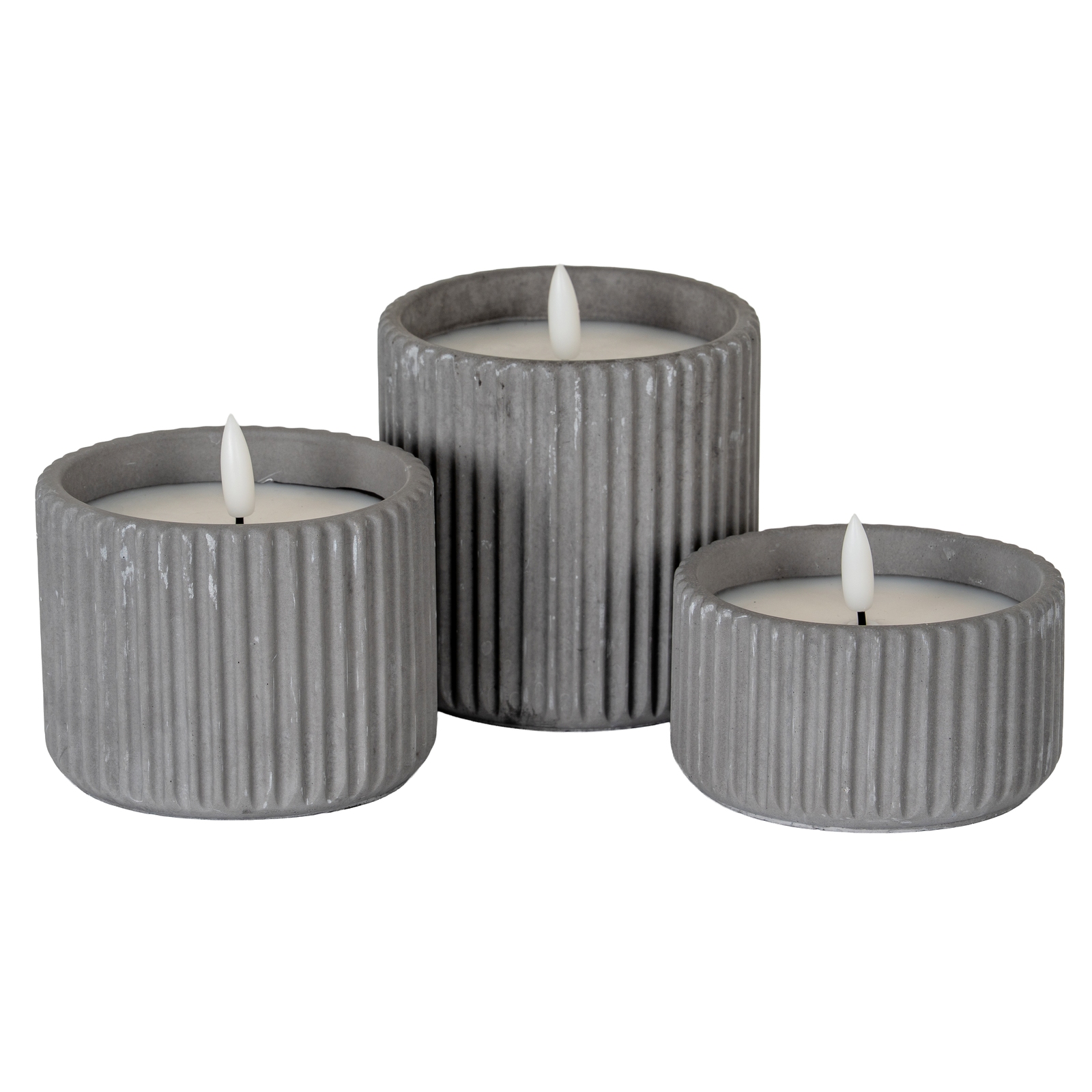 Luxe Collection Natural Glow Grey Ribbed Medium Led Candle 3 Luxe Collection Natural Glow Grey Ribbed Medium Led Candle - Image 3