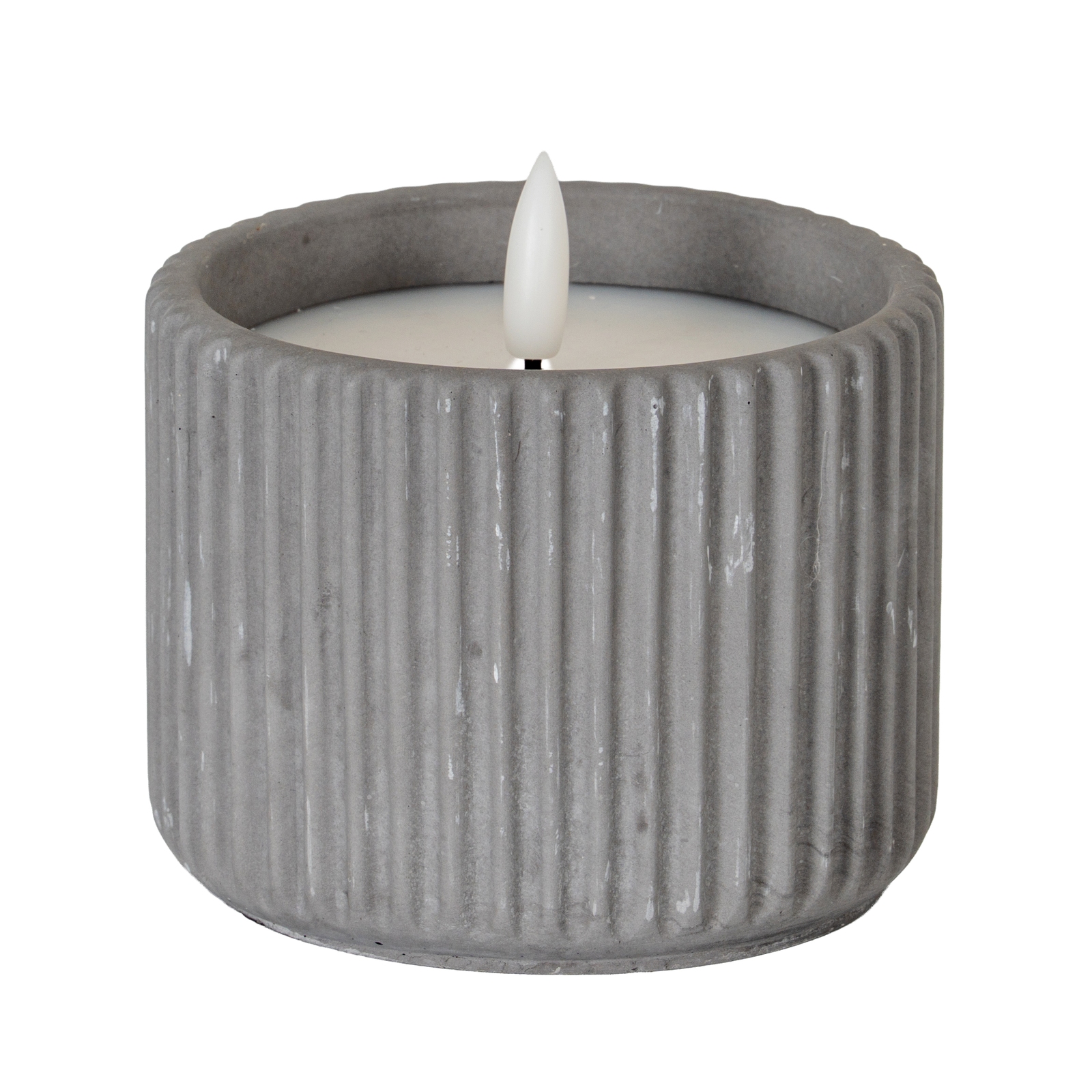 Luxe Collection Natural Glow Grey Ribbed Medium Led Candle Luxe Collection Natural Glow Grey Ribbed Medium Led Candle